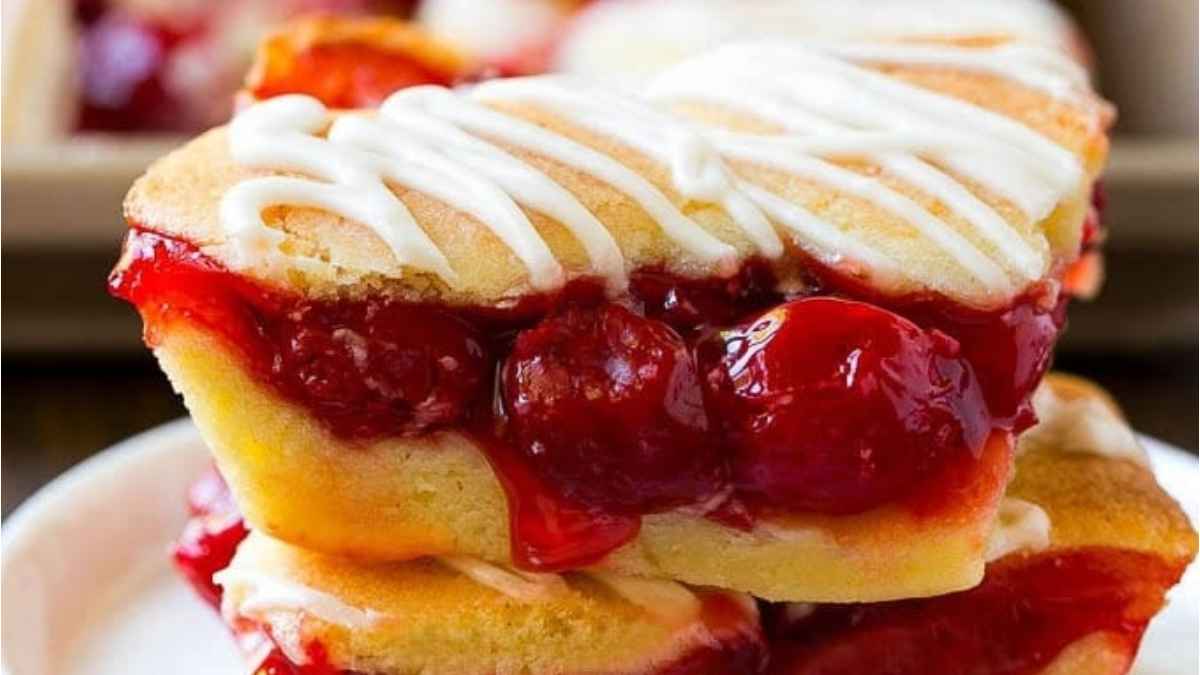 Cherry Bars With Vanilla Glaze.