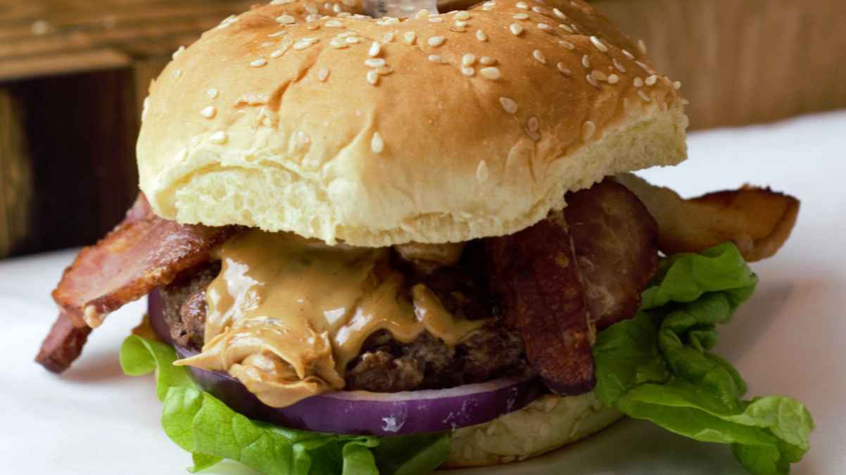 Peanut Butter Burger With Bacon.