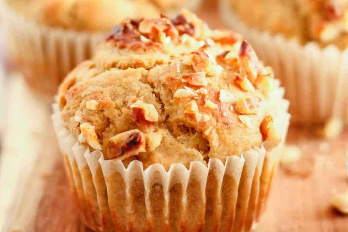 Banana Walnut Greek Yogurt Muffins. 