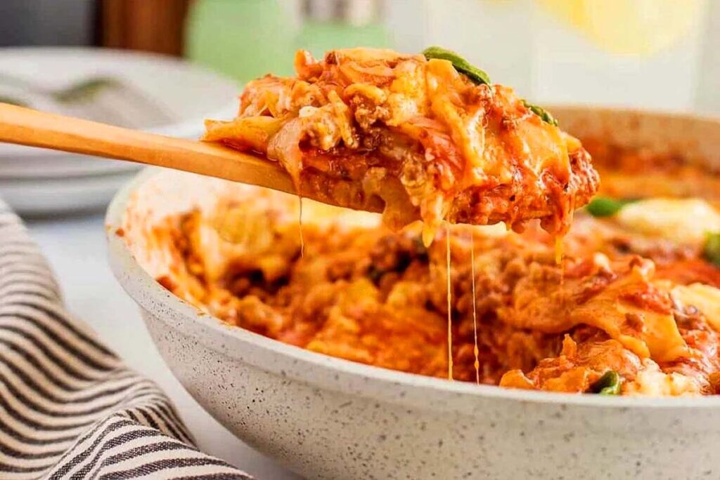 Easy Skillet Lasagna.