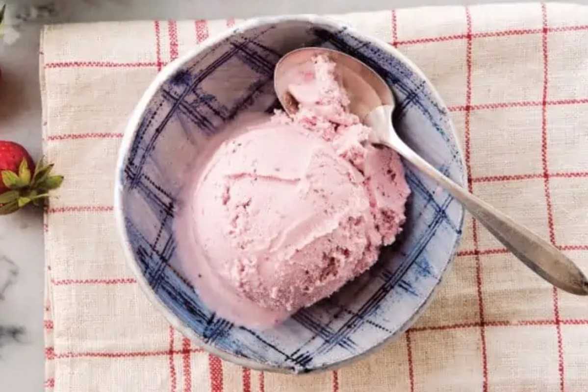 Fresh Vegan Strawberry Ice Cream.