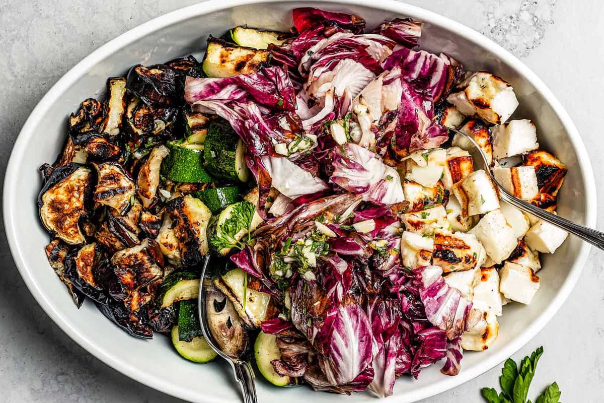 Grilled Vegetables with Halloumi. 