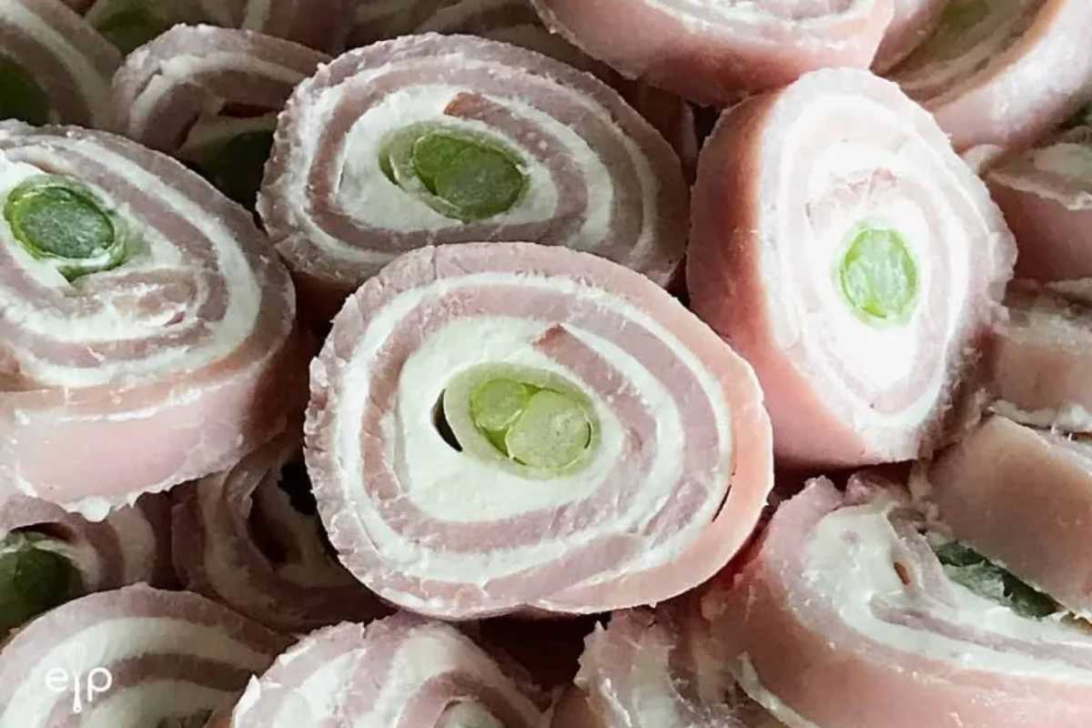 Ham roll ups with cream cheese.