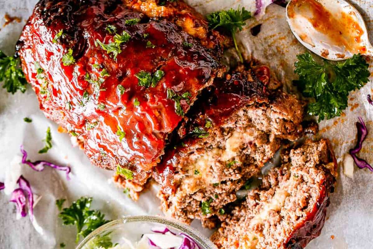 Mozzarella Stuffed Crockpot Meatloaf.