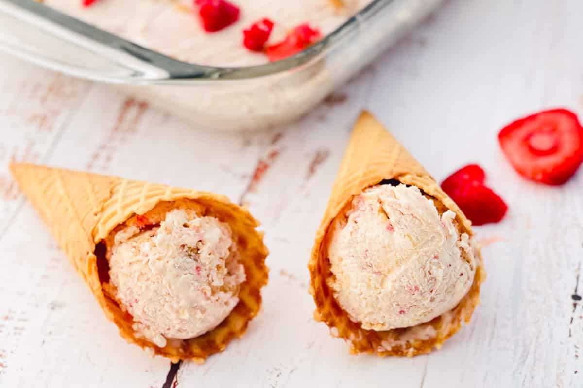 No-Churn Strawberry Cheesecake Ice Cream. 