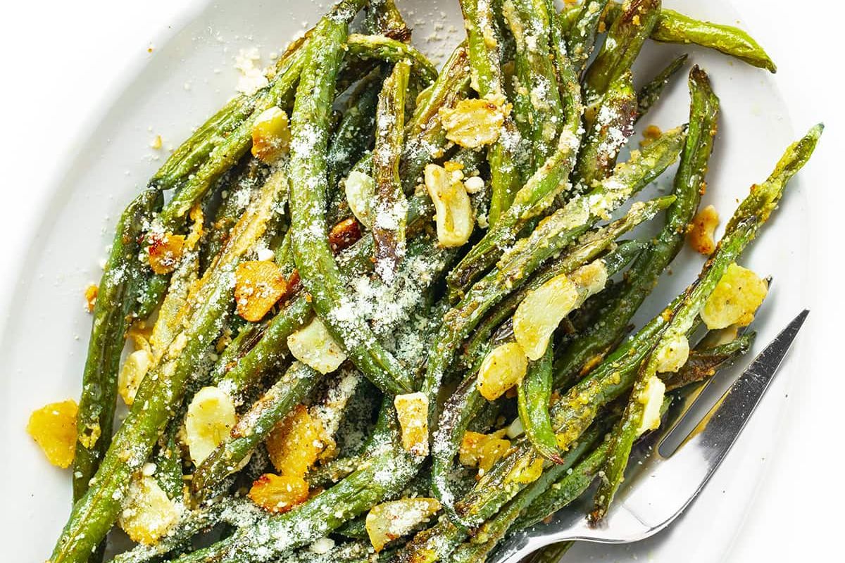 Oven Roasted Green Beans With Garlic & Parmesan.