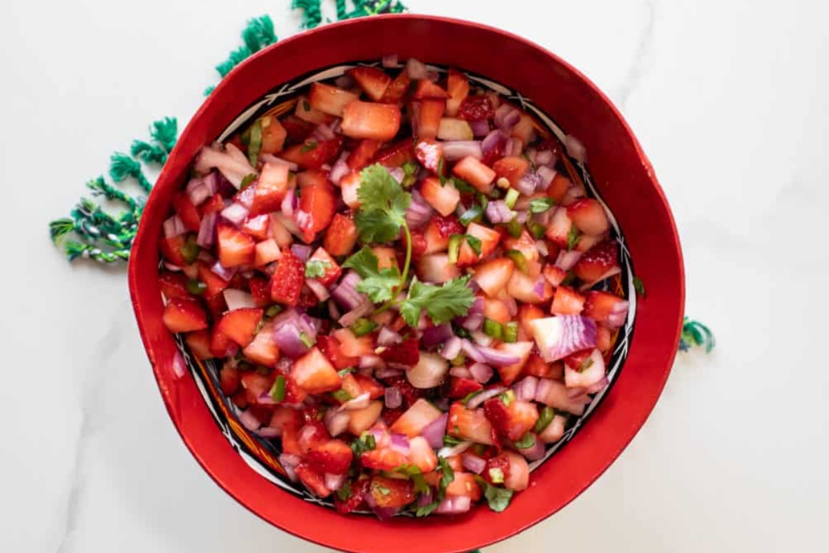 Pico De Gallo Style Strawberry Salsa.
