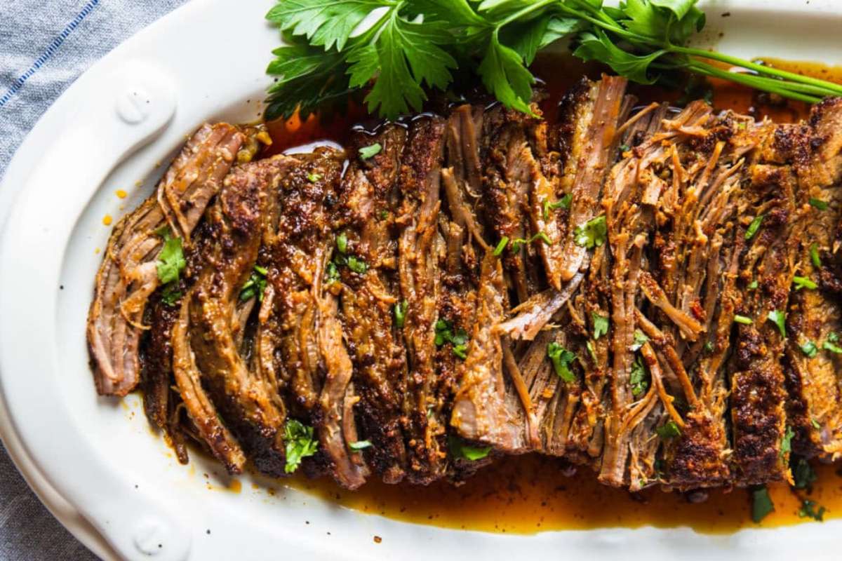 Slow Cooked Oven Roasted Beef Brisket.