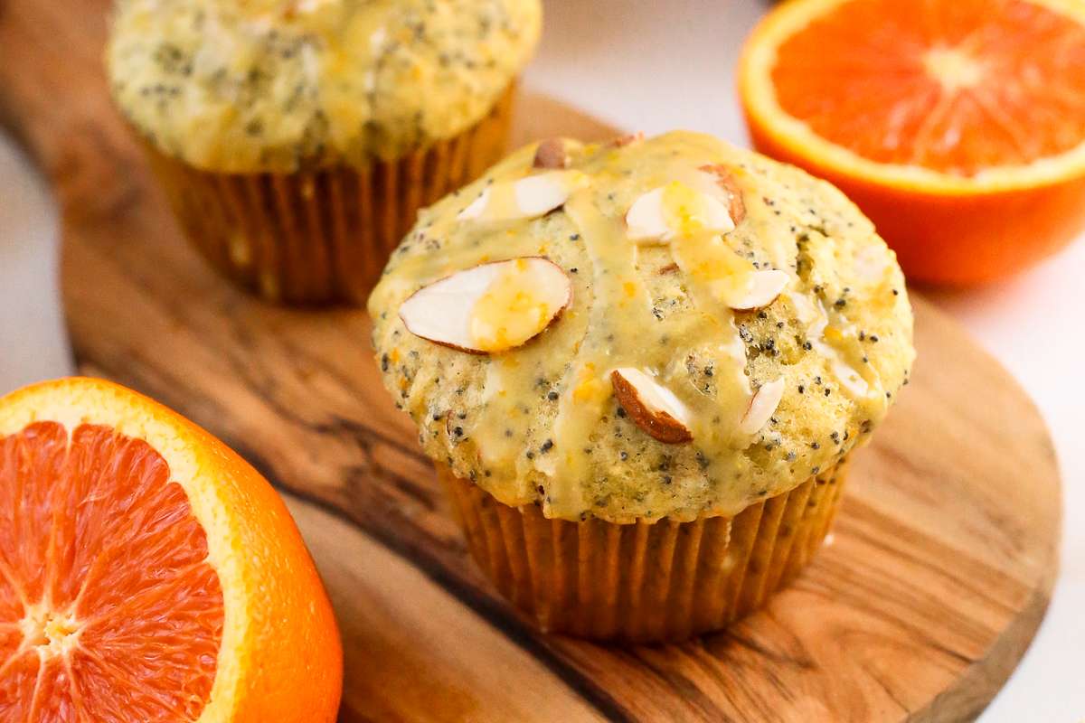 Orange Poppy Seed Muffins with Almonds.