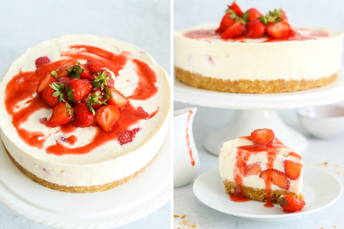 Strawberry And White Chocolate Cheesecake. 