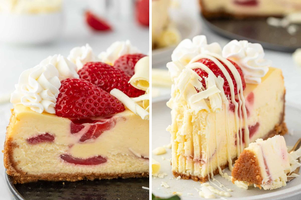 Strawberry White Chocolate Cheesecake. 