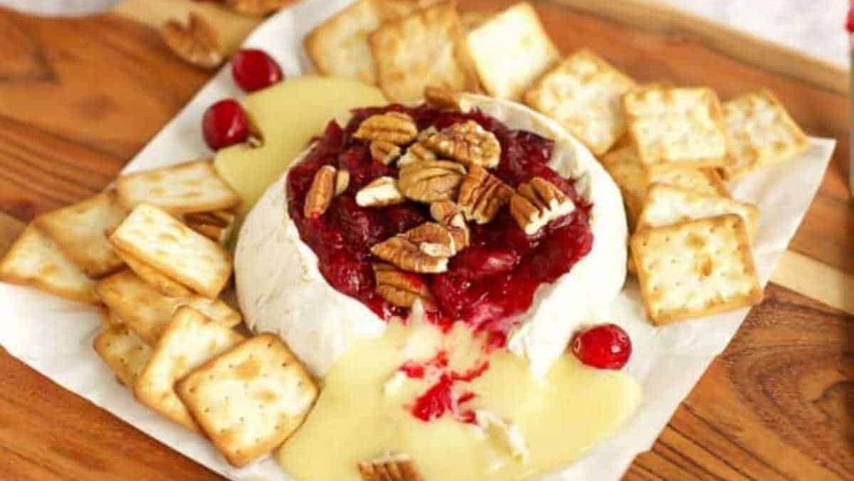 Baked Brie with Cranberry Sauce.