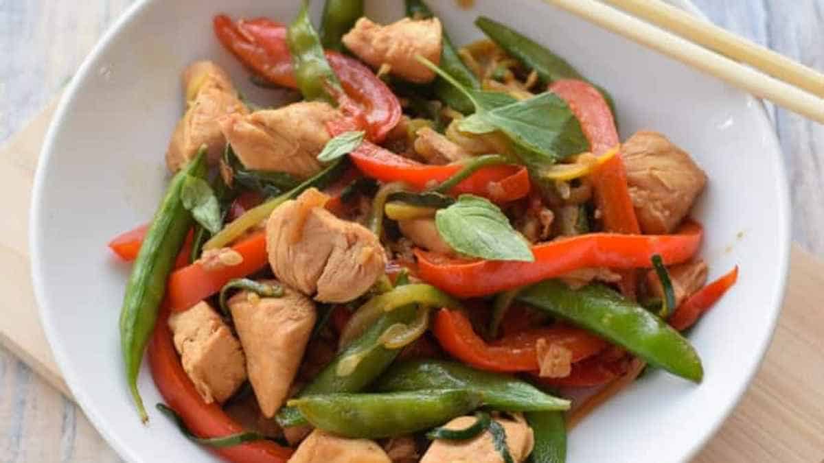 Chicken Thai Basil with Zucchini Noodles.