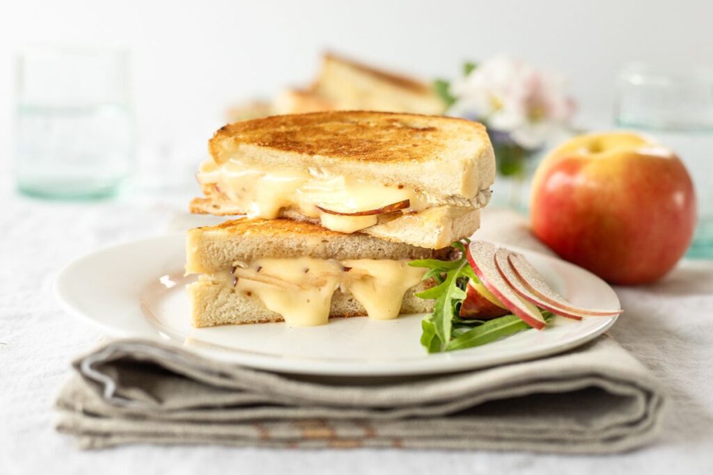 Apple and Brie Grilled Cheese with Hot Honey.