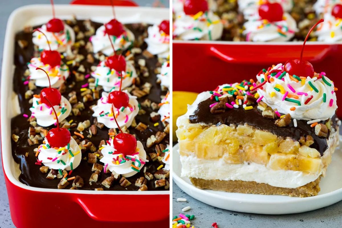 Banana Split Cake.