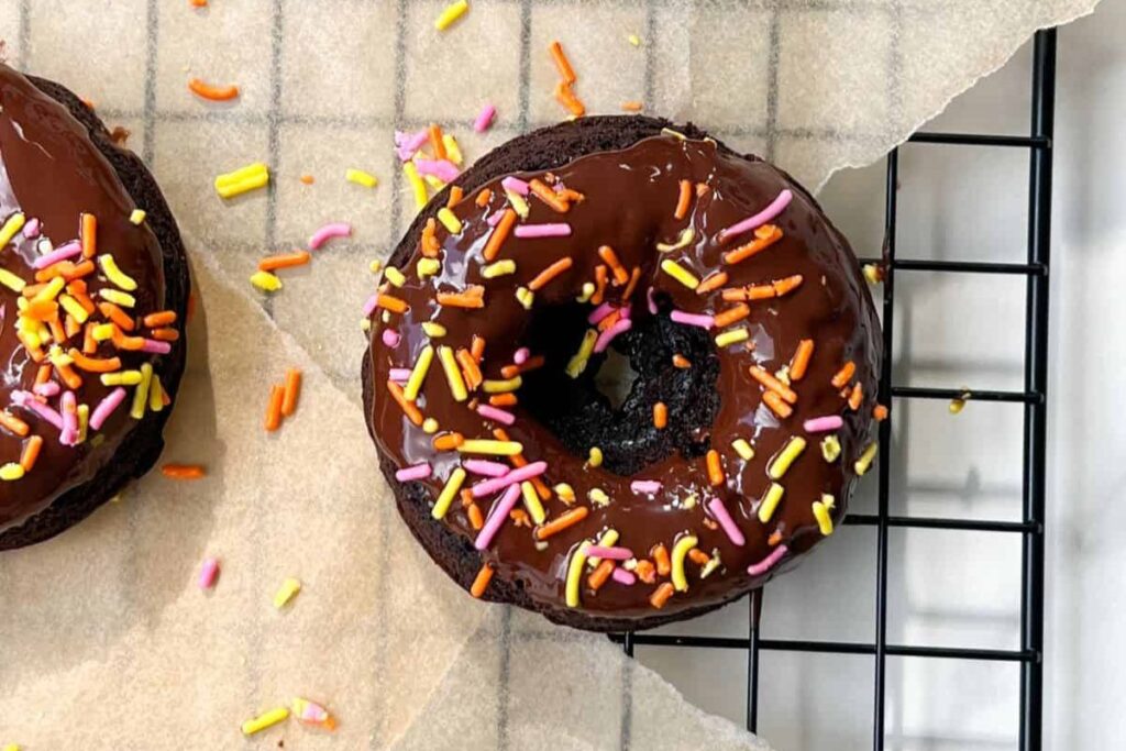 Brownie Donuts With Chocolate Frosting.