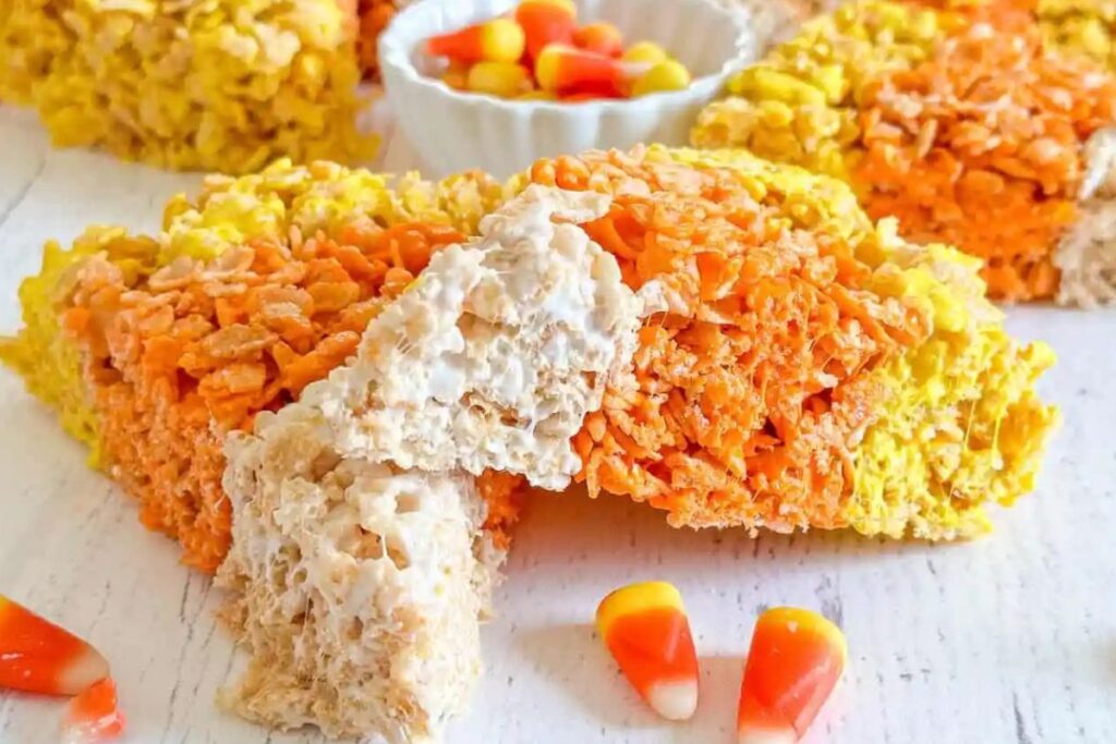 Candy Corn Rice Krispie Treats.