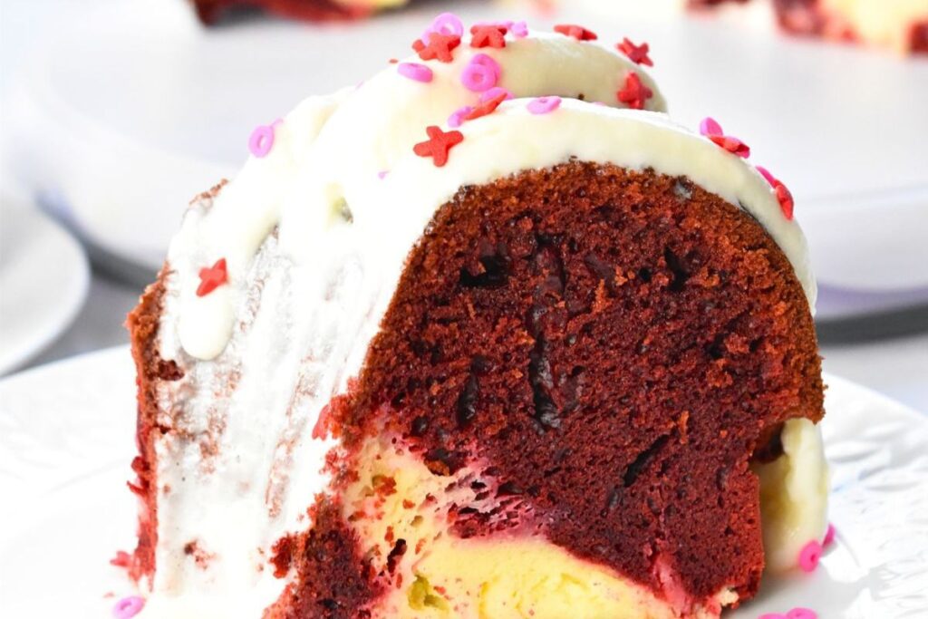 Cream Cheese Filled Red Velvet Bundt Cake. 