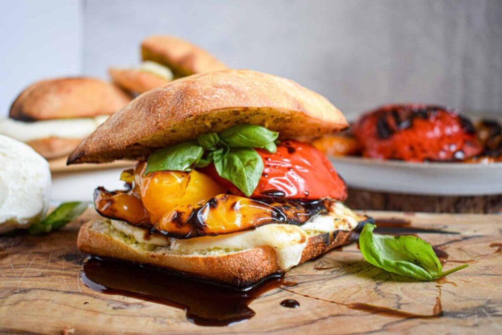 Grilled Pepper & Mozzarella Sandwiches.