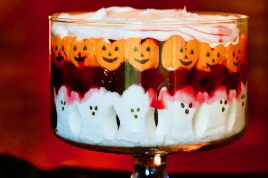 Halloween Black Forest Trifle Dessert.