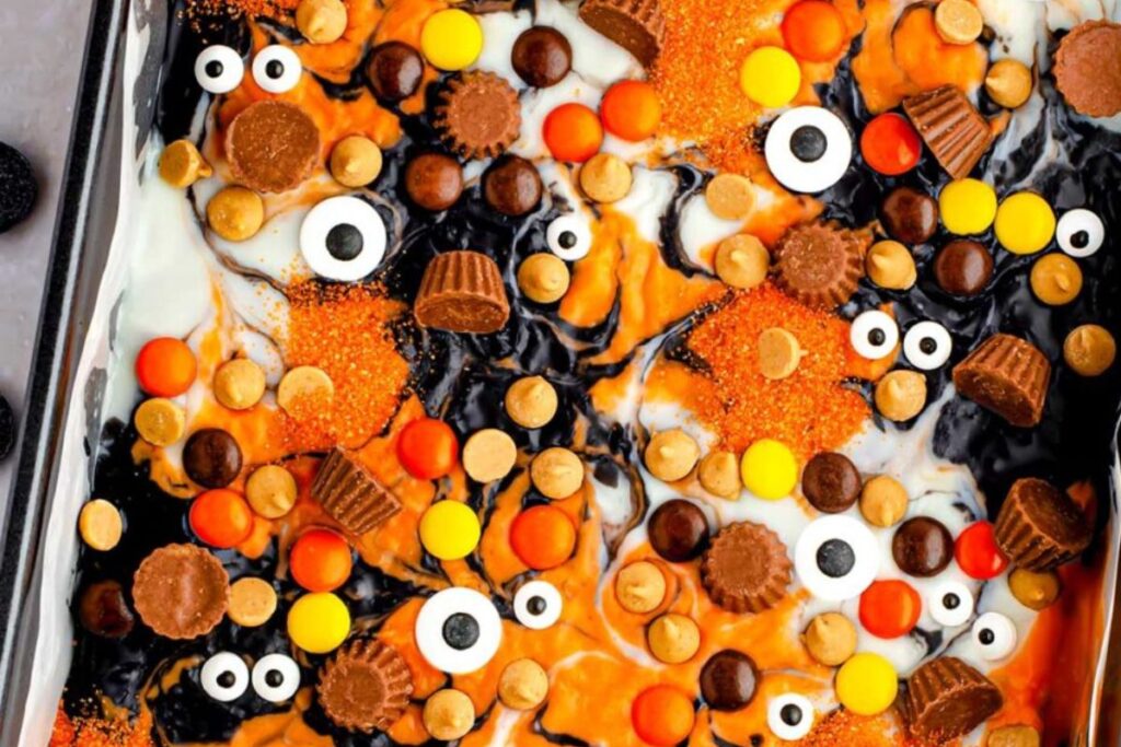 Halloween Peanut Butter Brownies.