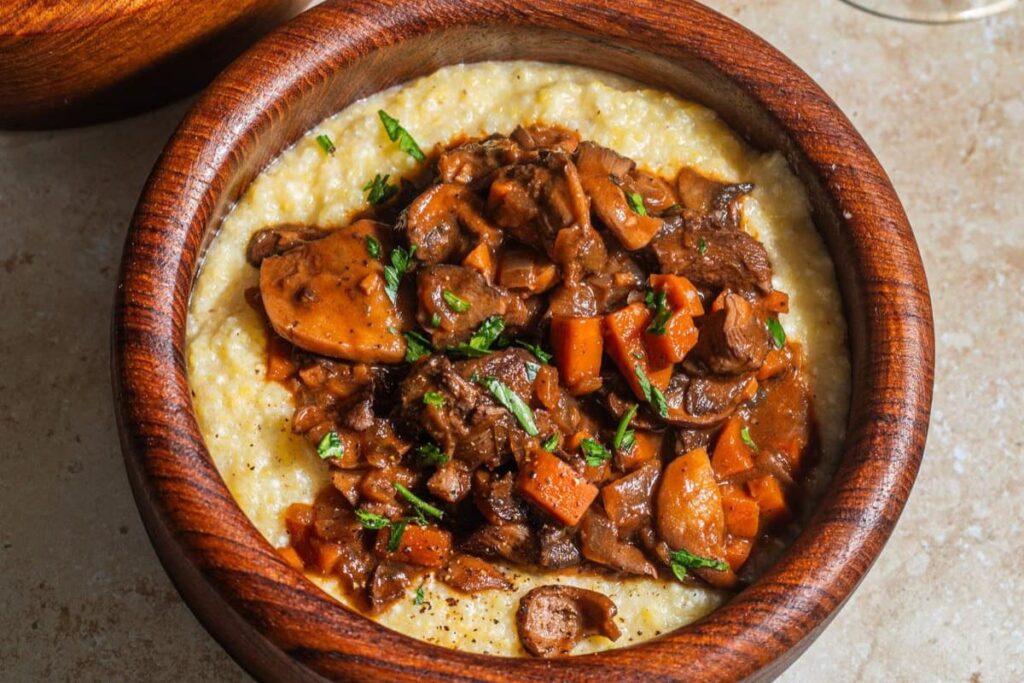 Mushroom Bourguignon. 