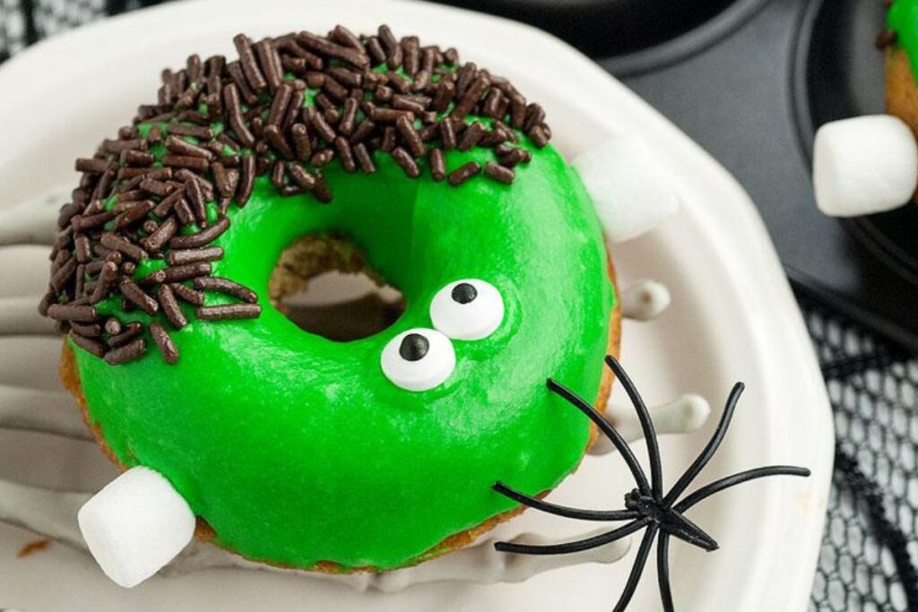 Frankenstein Apple Cider Halloween Donuts