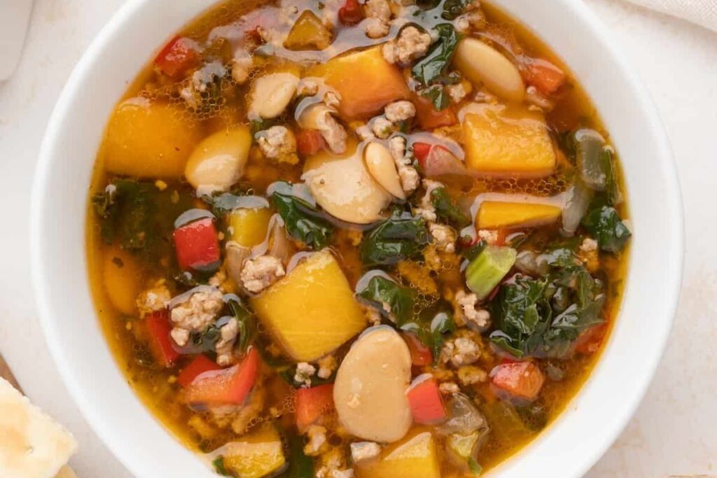 Pork Chili with Butternut and Kale.