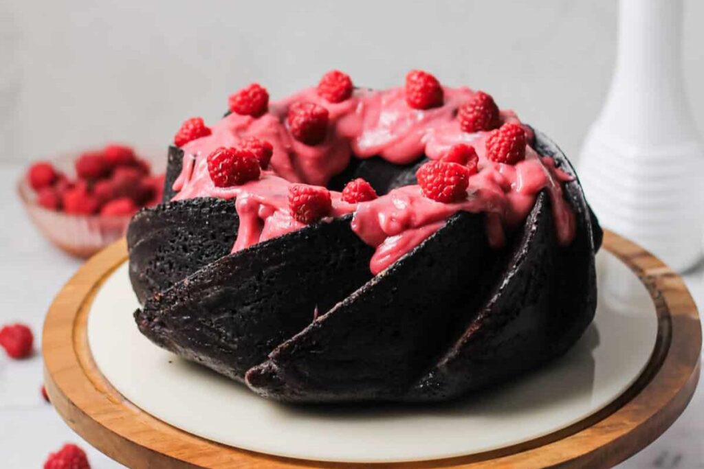 Raspberry Chocolate Bundt Cake.