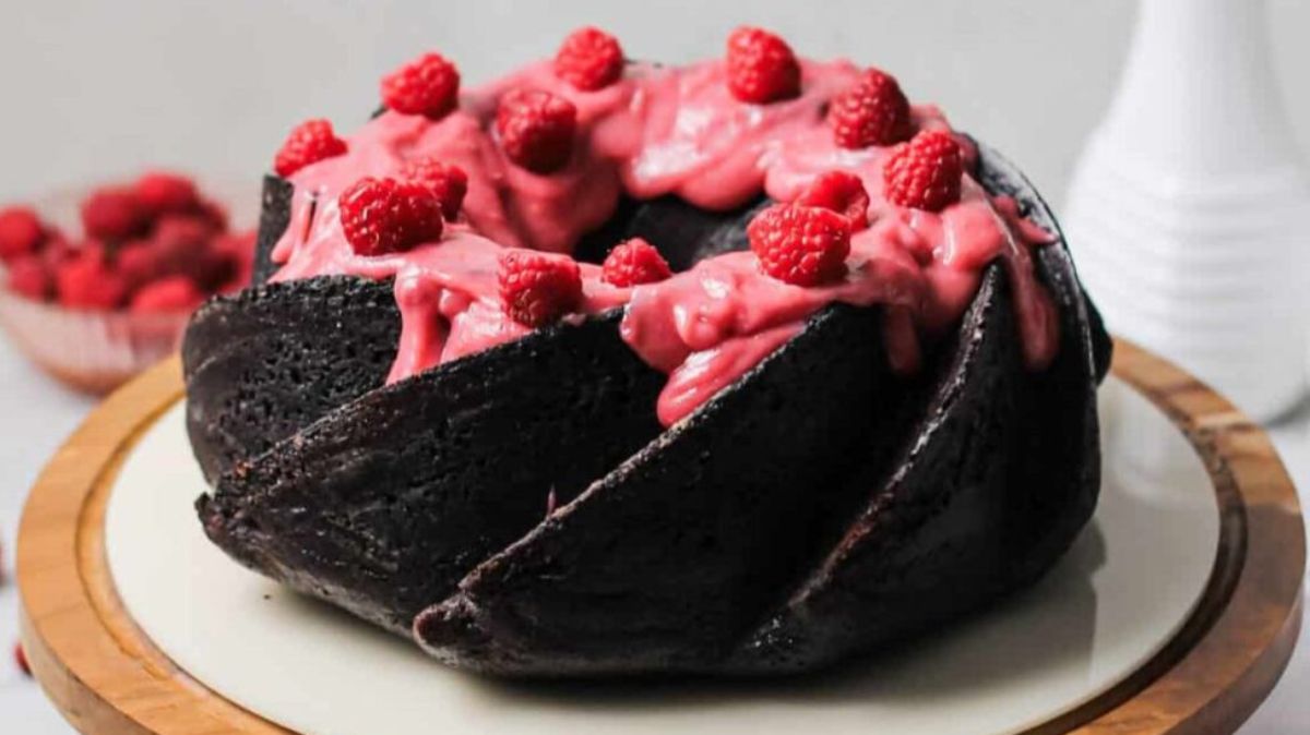 Raspberry Chocolate Bundt Cake.