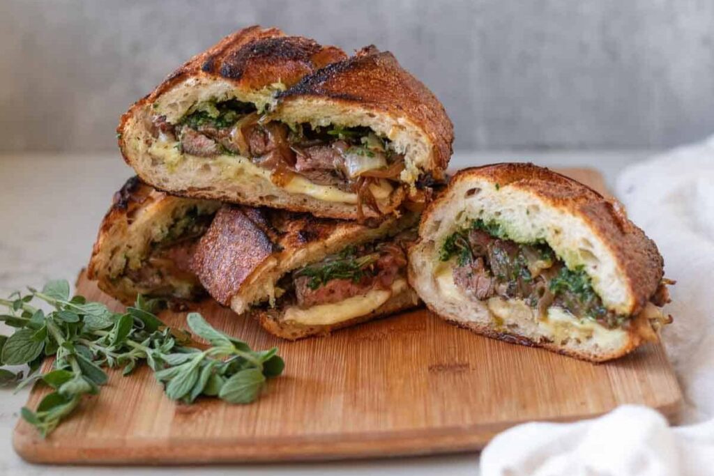 Ribeye Steak Sandwich with Chimichurri.