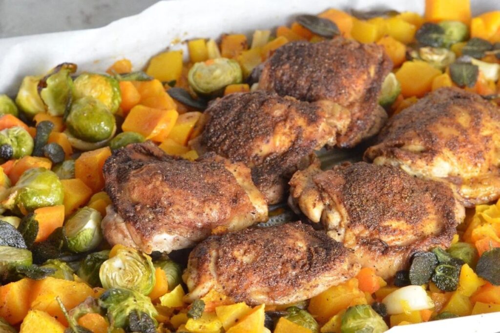 Sheet Pan Chicken and Fall Vegetables.
