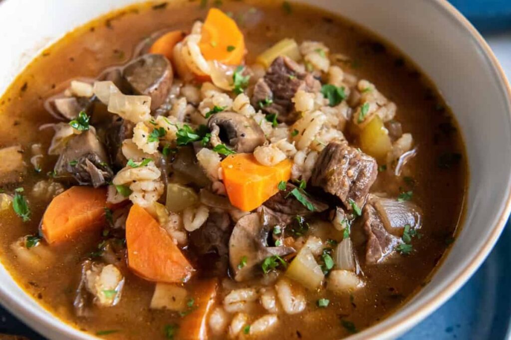 Slow Cooker Beef Barley Soup.