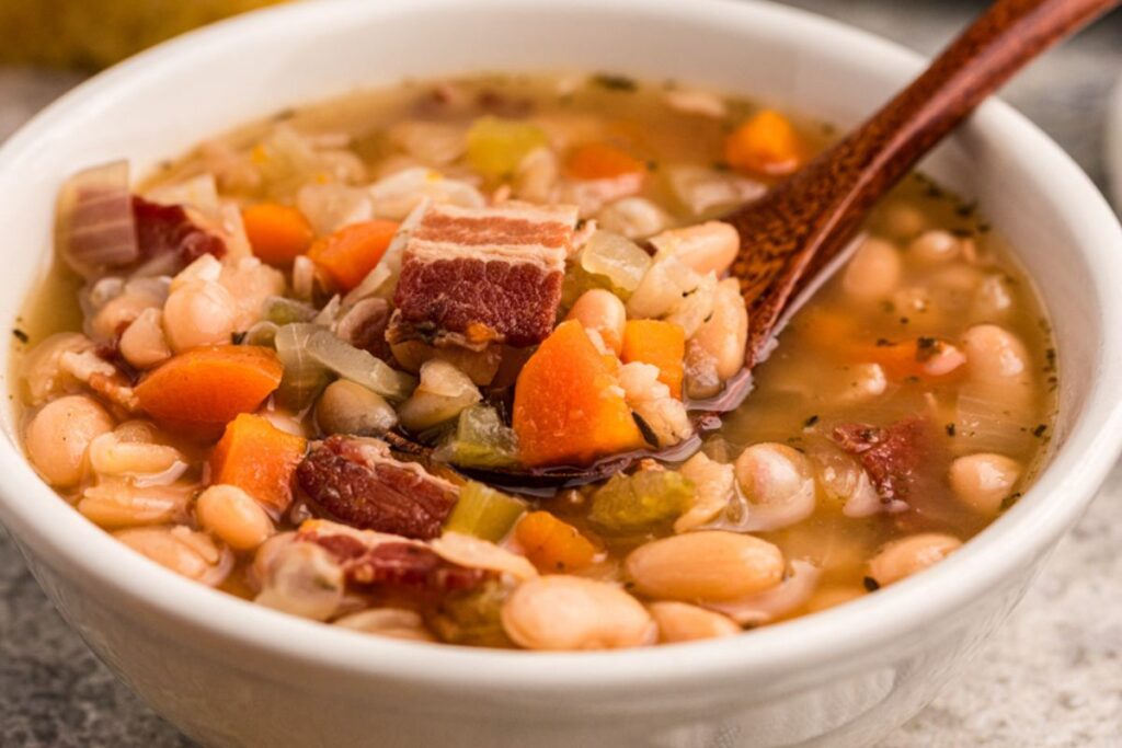 Slow Cooker Beer and Bacon Bean Soup.