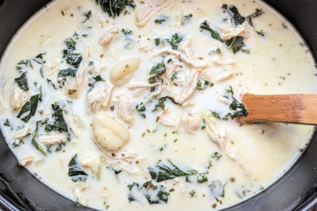 Slow Cooker Creamy Chicken Gnocchi Soup.