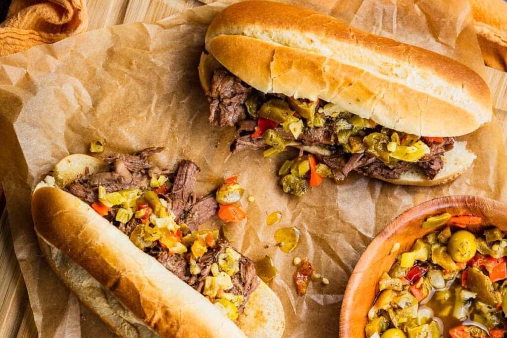 Slow Cooker Italian Beef Au Jus With Giardiniera. 