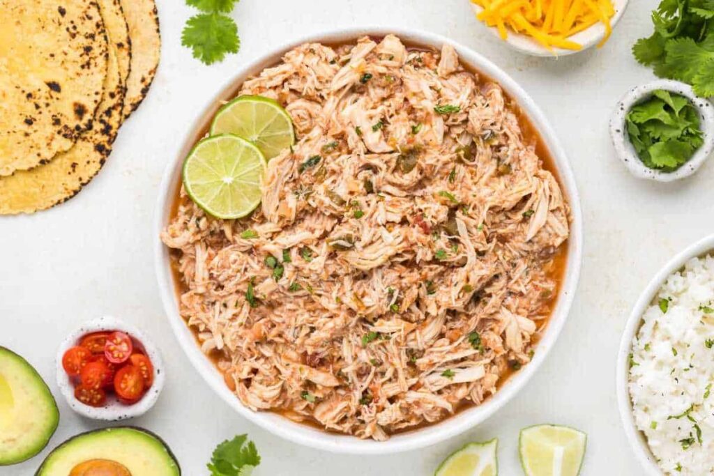 Slow Cooker Salsa Chicken.