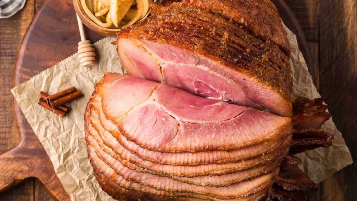 Smoked Sweet Onion Honey Glazed Ham.
