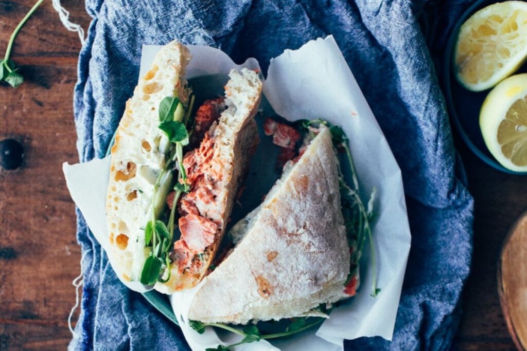 Spring Salmon Sandwiches with Pea Sprouts + Lemon-Dill Aioli