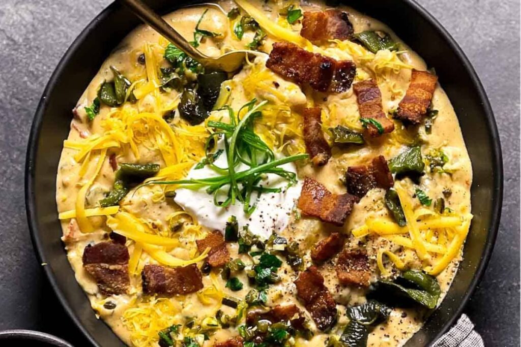 The Best Loaded Poblano And Potato Soup. 