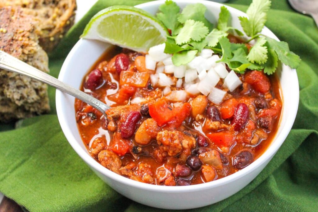 Three Bean Slow Cooker Turkey Chili.