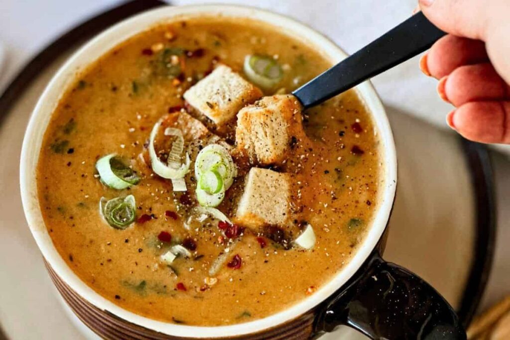 Vegan Kale Potato And Leek Soup.