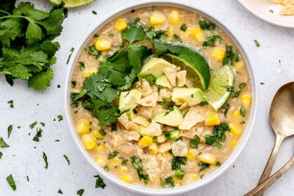White Chicken Chili with Salsa Verde.