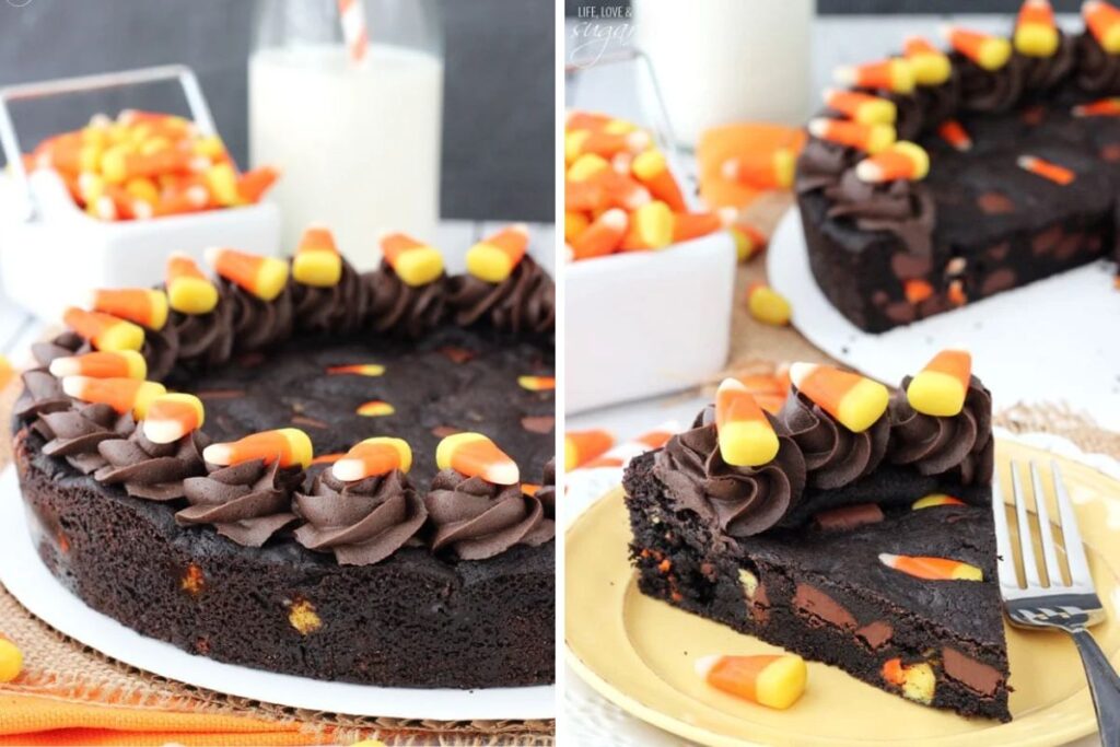 Candy Corn Chocolate Chip Cookie Cake. 
