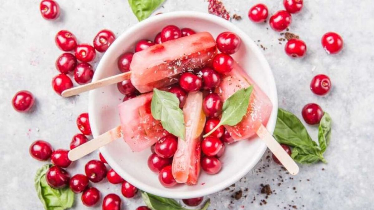 Cherry Pineapple Popsicles.