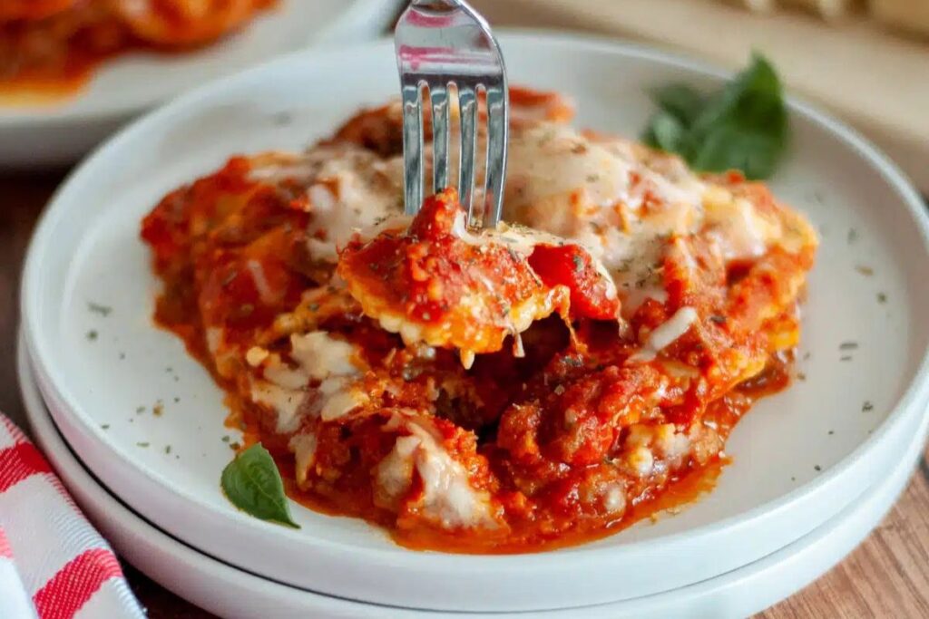 Crock Pot Lasagna With Ravioli.