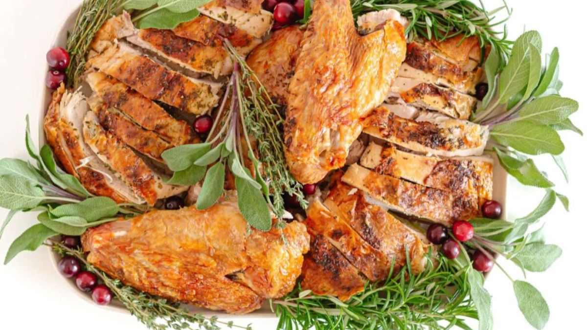 Dry Brined Spatchcock Turkey With Herb Butter.