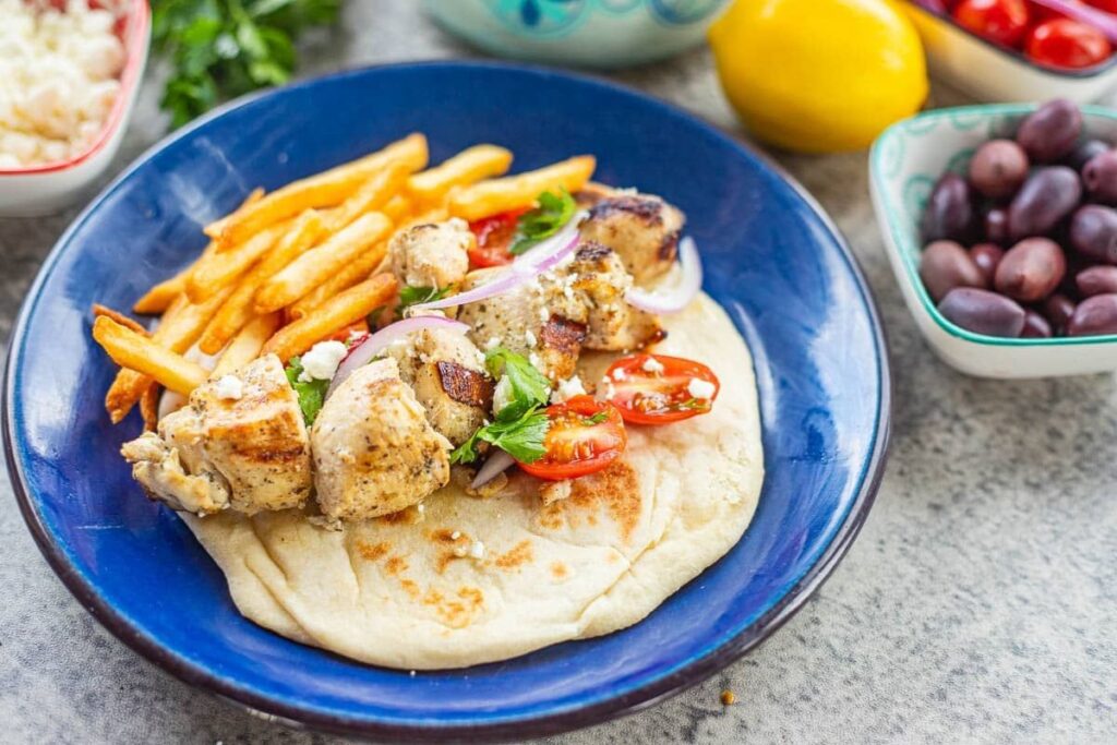 Greek Chicken Souvlaki.