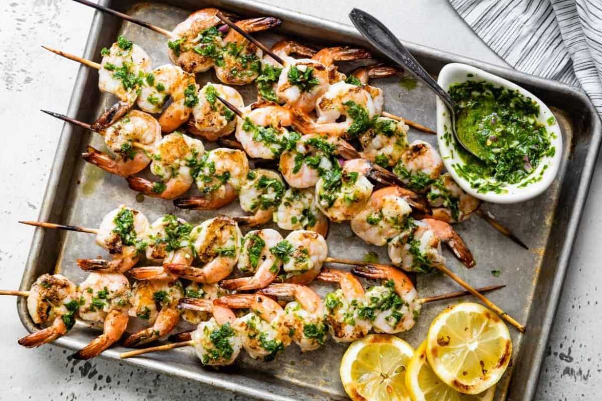 Grilled Chimichurri Shrimp. 