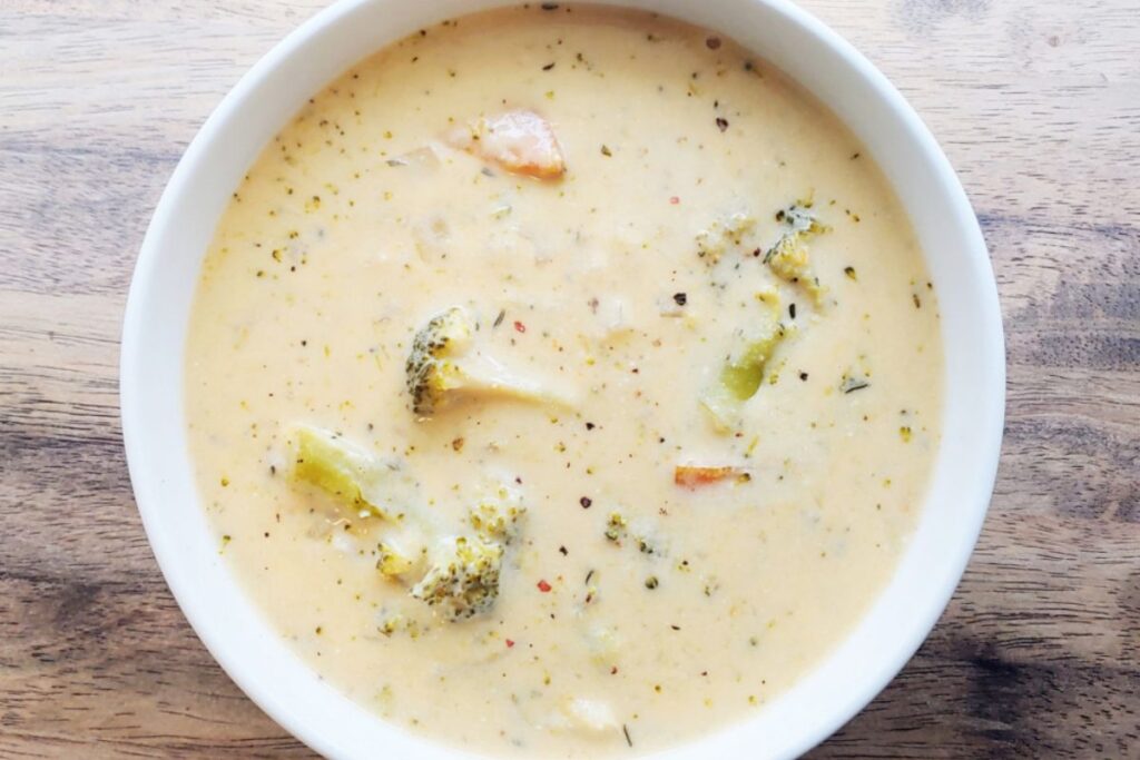Slow Cooker Cheesy Broccoli Potato Soup.